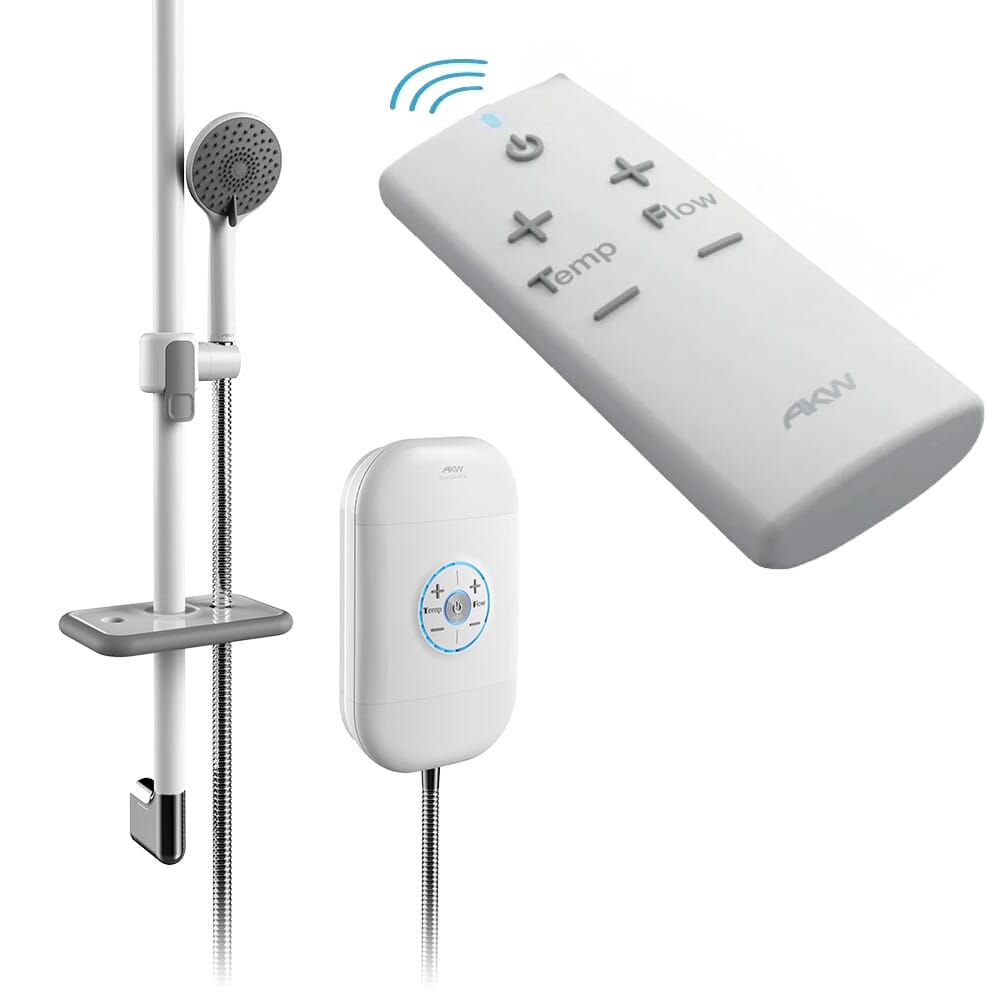 smartcare plus shower white and silver with remote control
