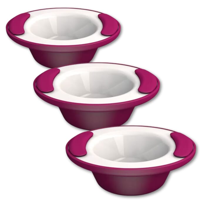 soft grip keep warm thermo bowl blackberry and white pack of 3