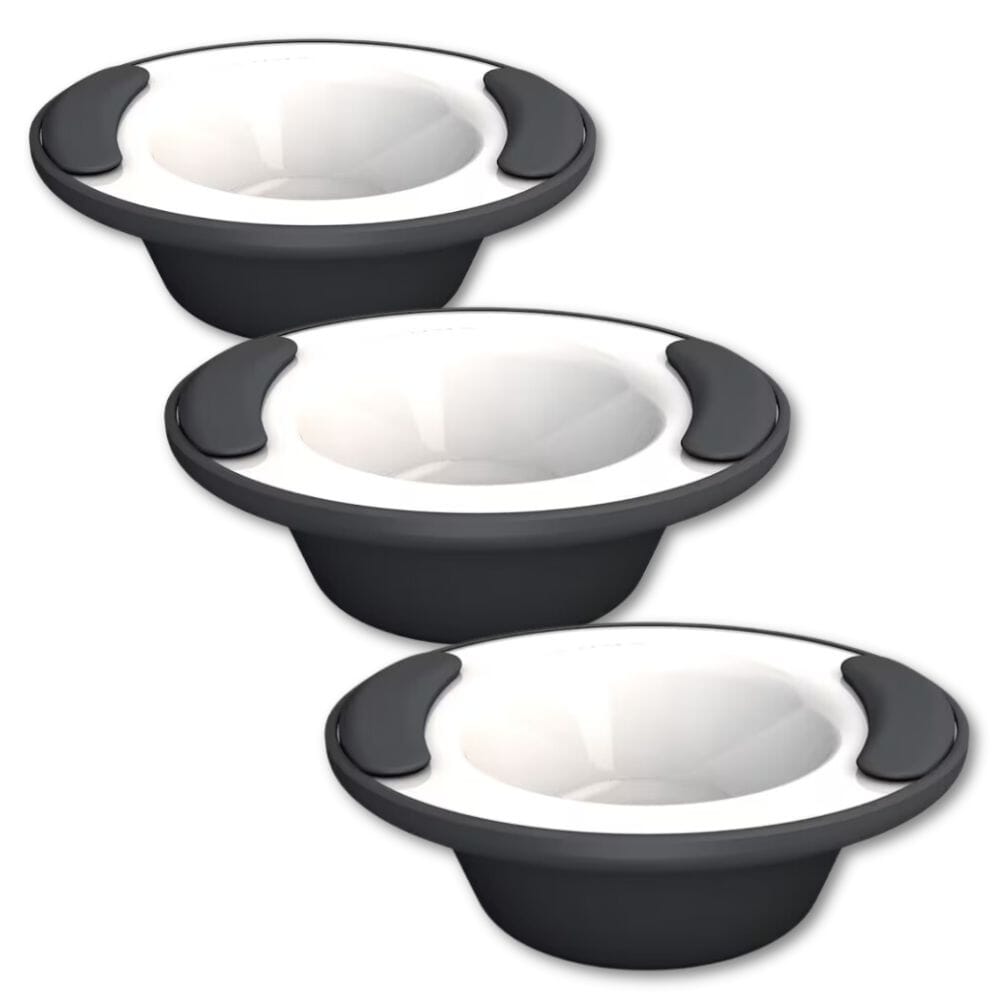 soft grip keep warm thermo bowl dark grey and white pack of 3