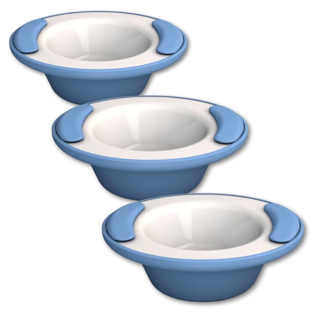 soft grip keep warm thermo bowl light blue and white pack of 3