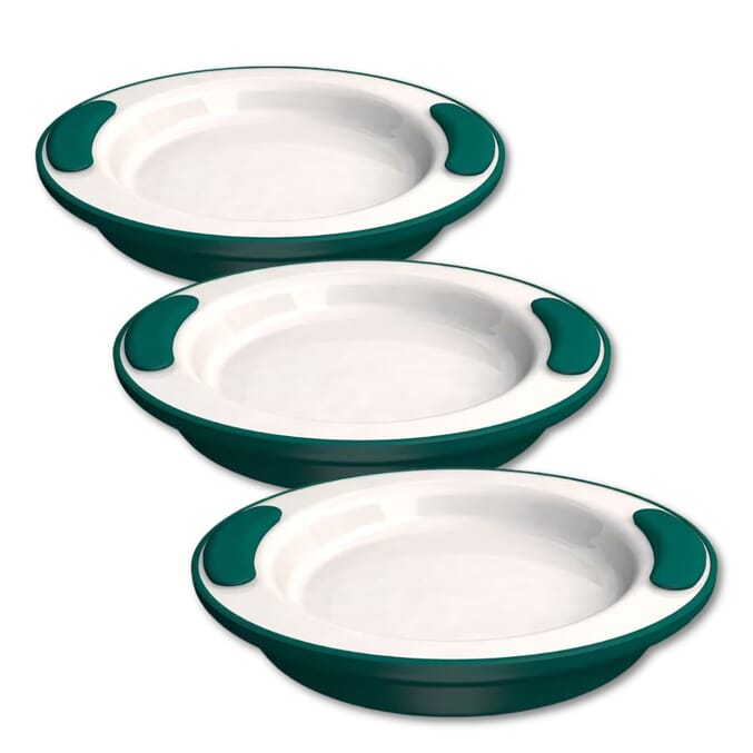 soft grip keep warm thermo plate green and white pack of 3