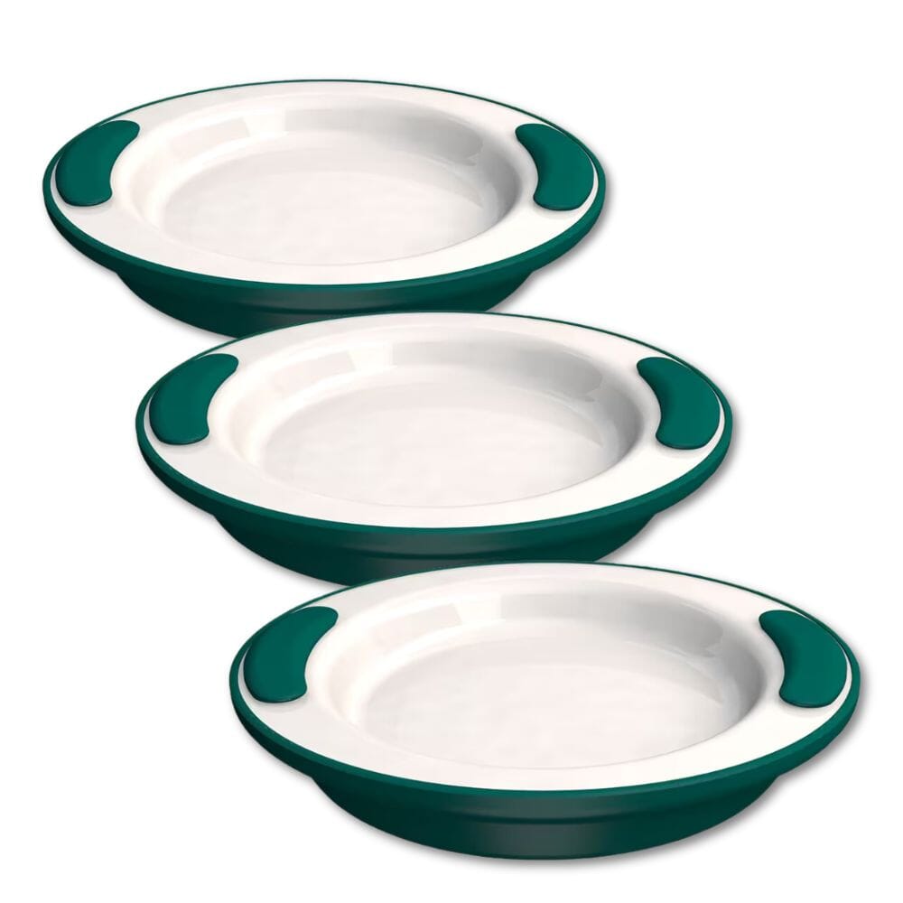 Soft Grip Keep Warm Thermo Plate Green & White Pack of 3 Red