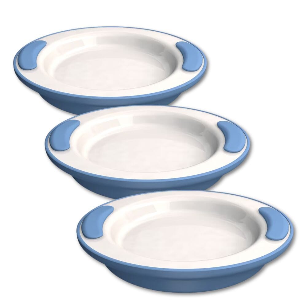 soft grip keep warm thermo plate light blue and white pack of 3