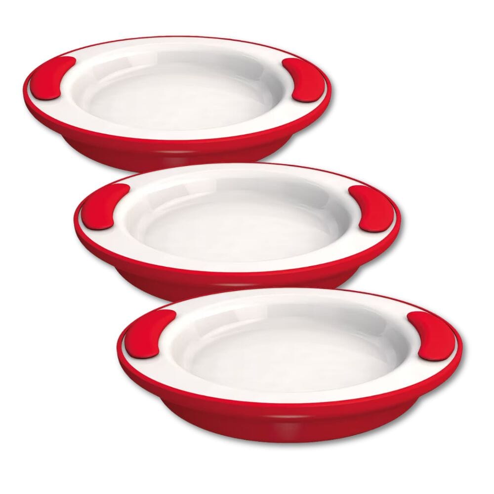 soft grip keep warm thermo plate red and white pack of 3