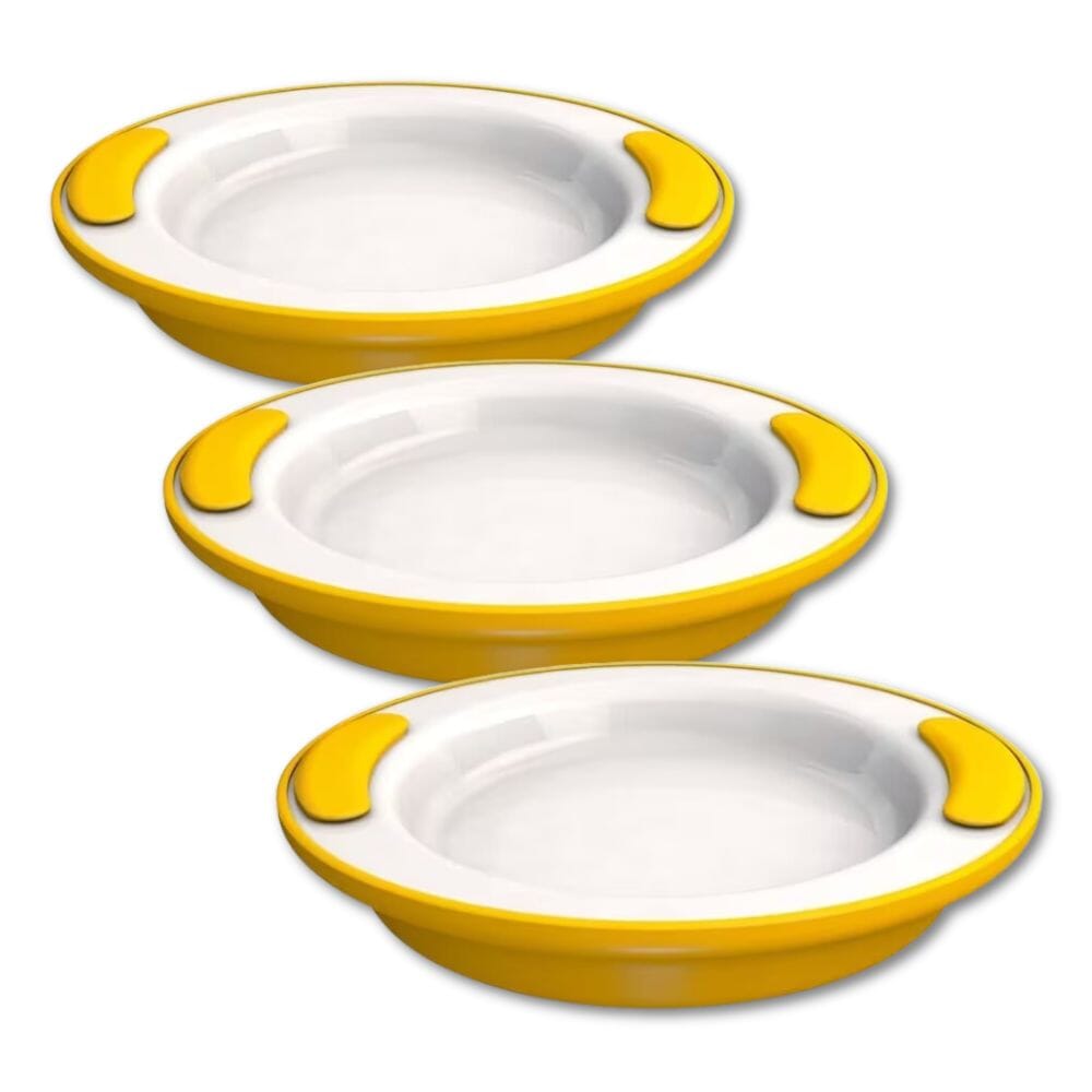 soft grip keep warm thermo plate yellow and white pack of 3