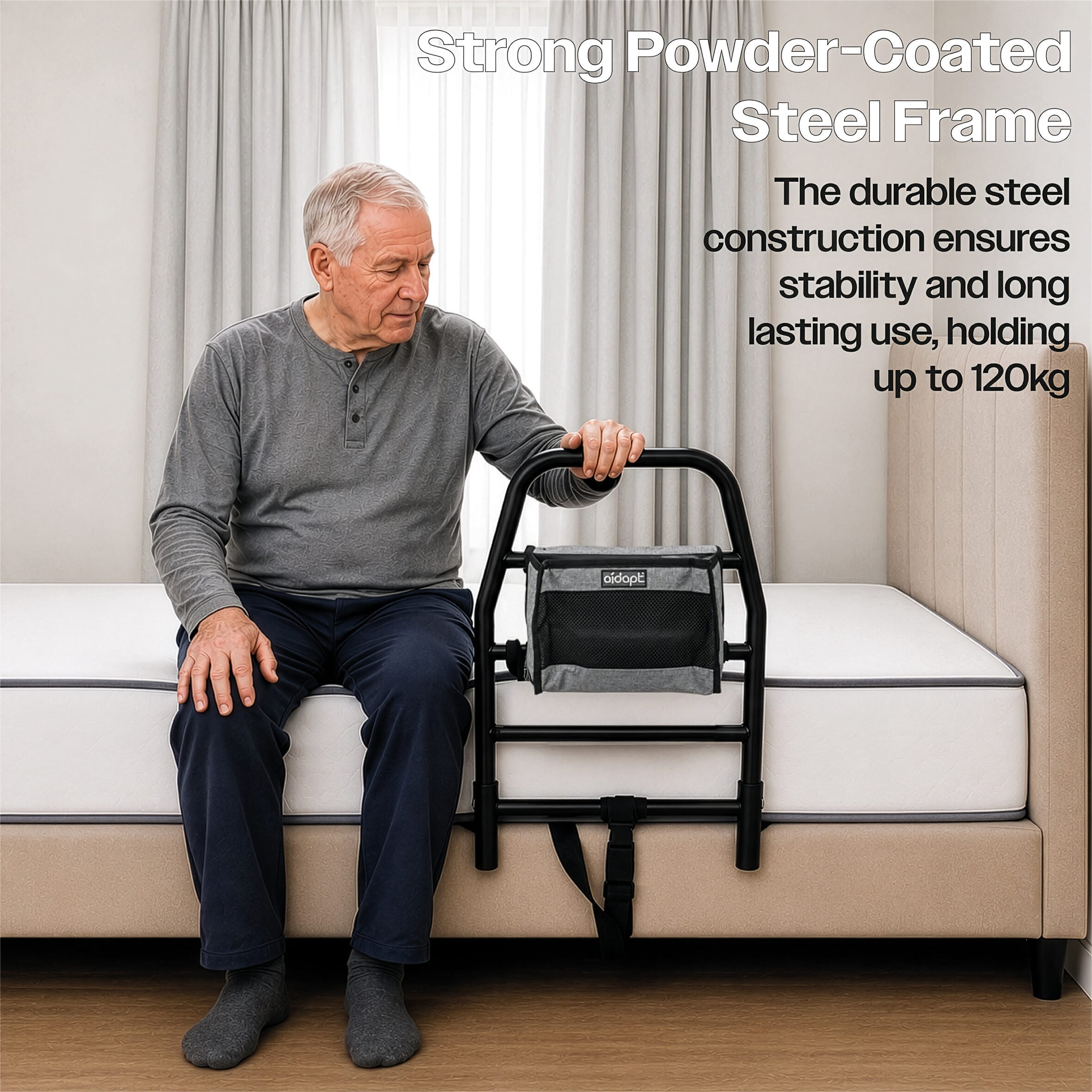 solo bed grab rail black durable