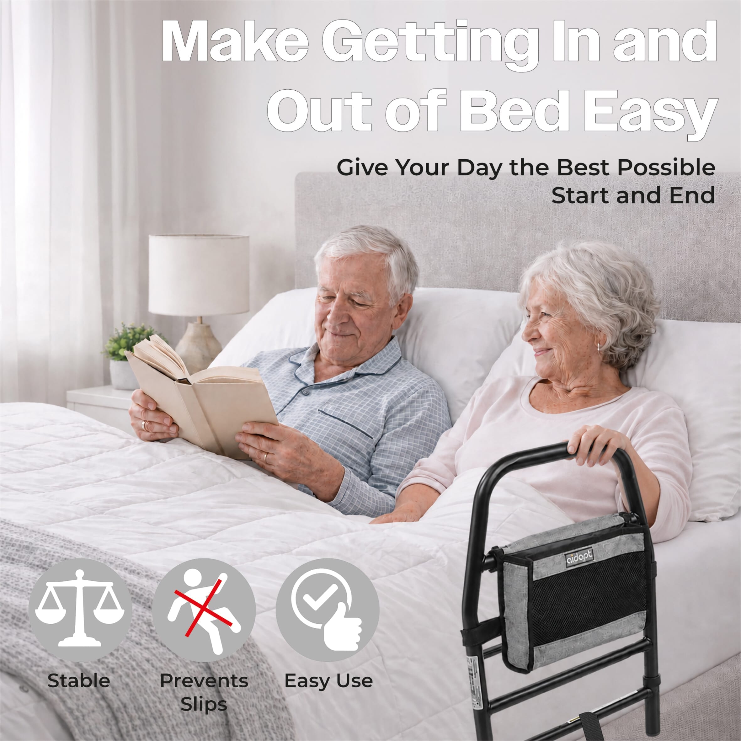 solo bed grab rail black easy standing