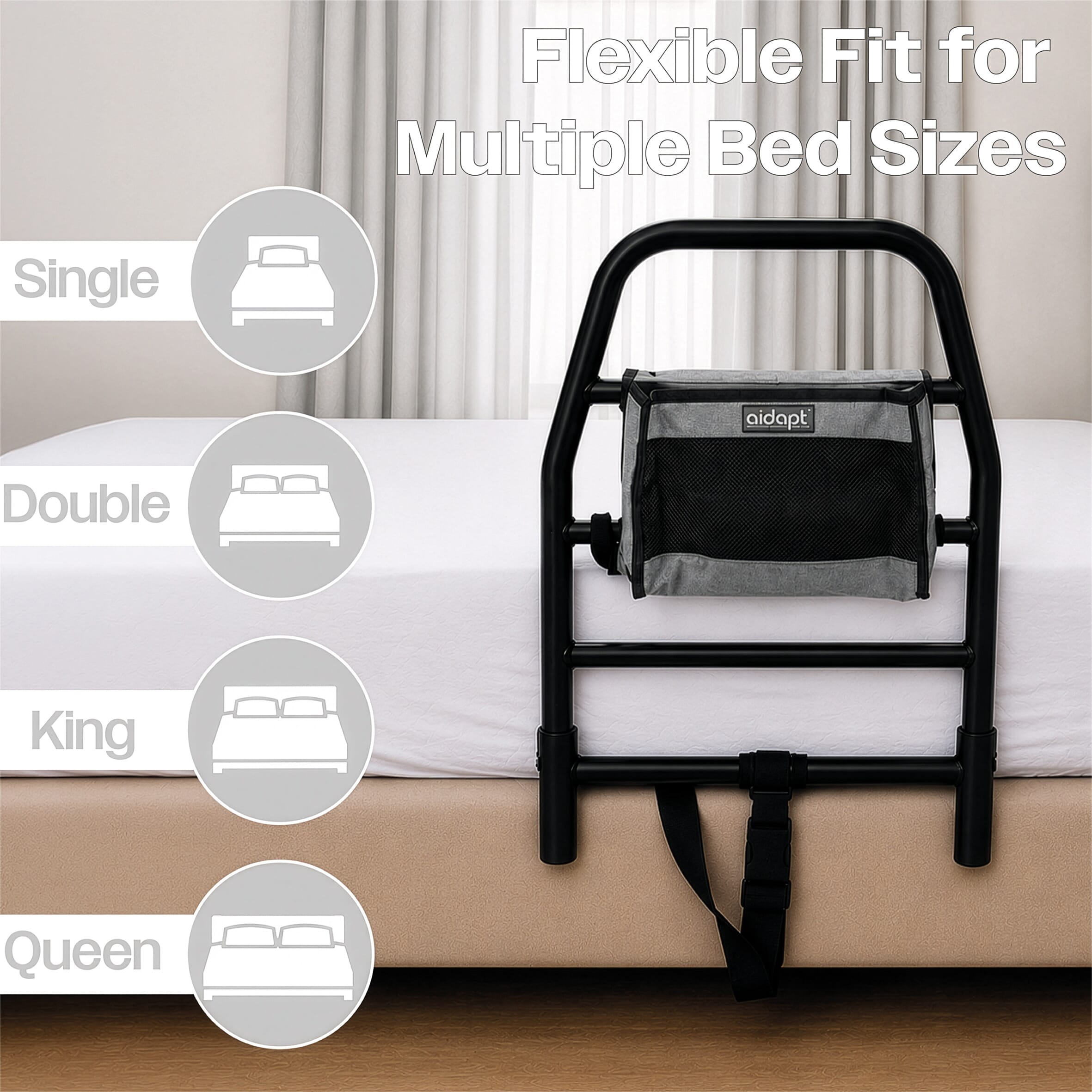 solo bed grab rail black fits most beds