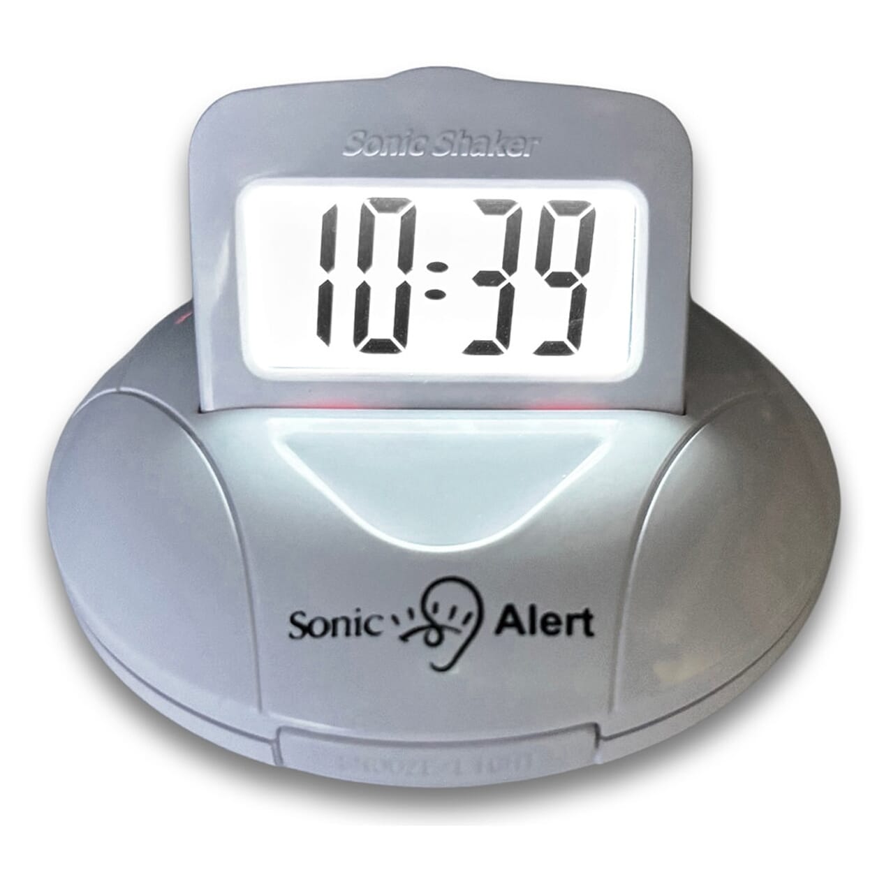 sonic go anywhere shaker portable alarm clock lit up display