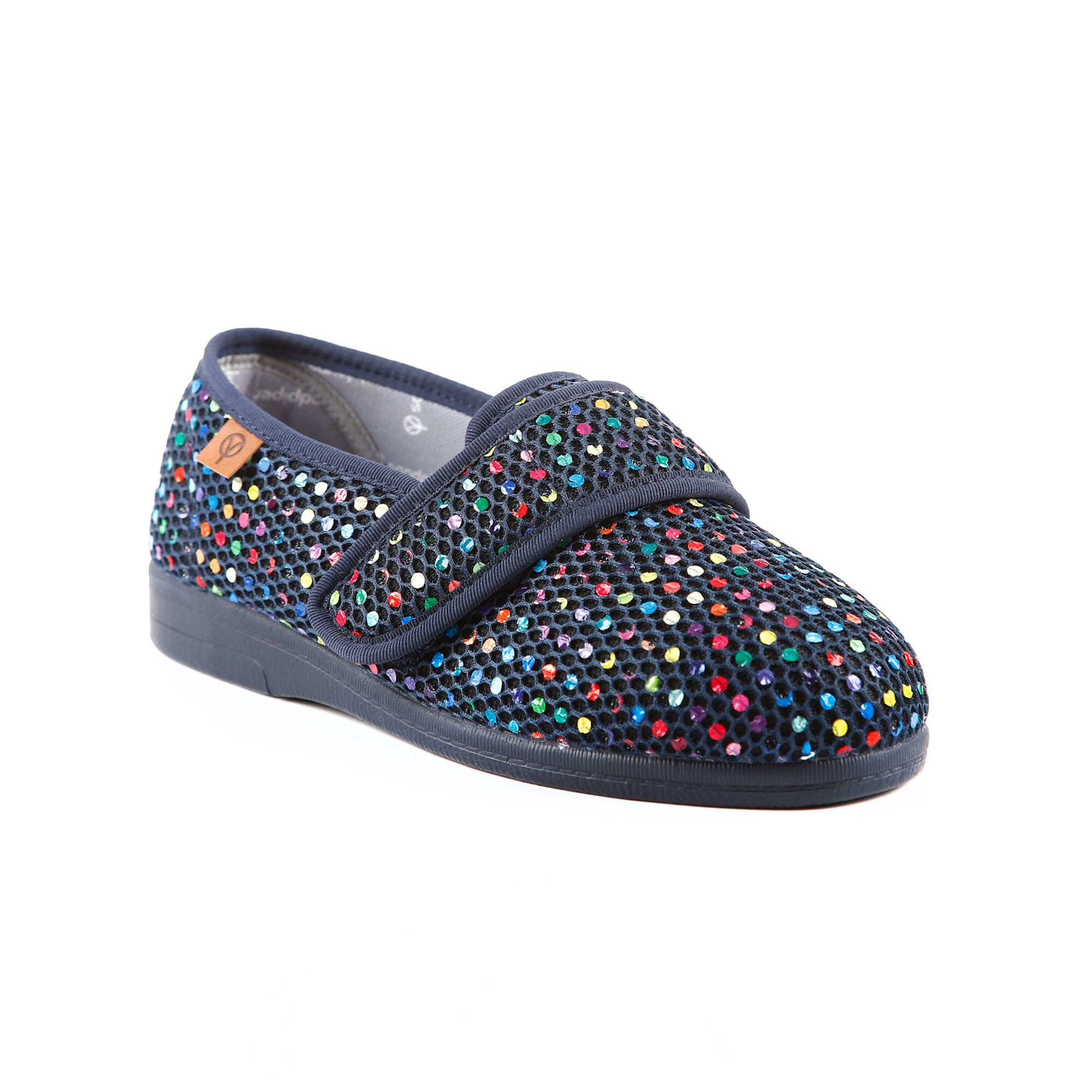 sophie ladies ultra wide slipper navy spot