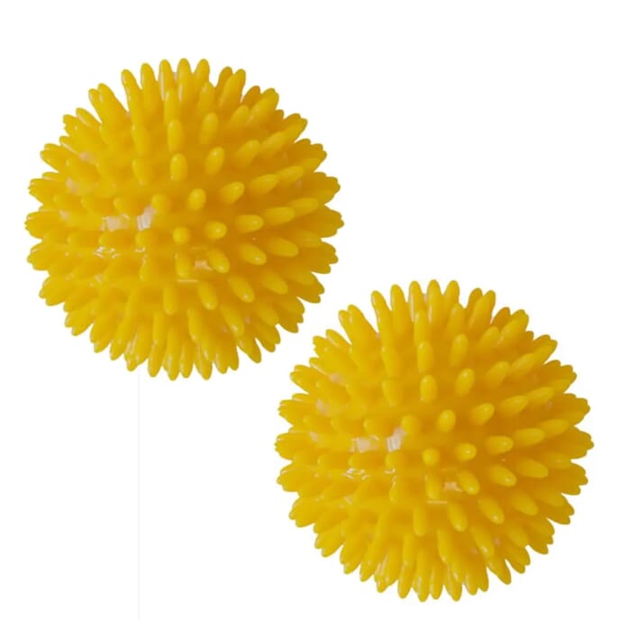 spikey massage balls set of 2 2 x 8cm yellow