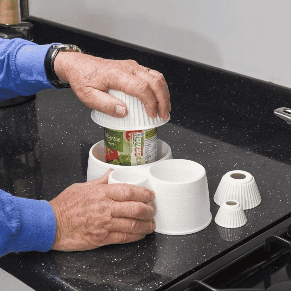 spillnot jar bottle opener in use