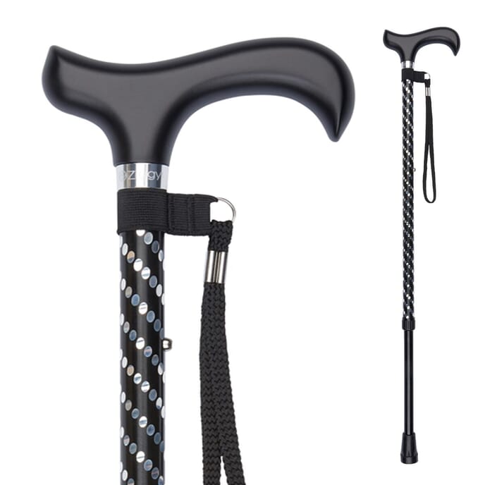 spotty adjustable walking stick black