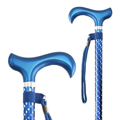spotty adjustable walking stick blue