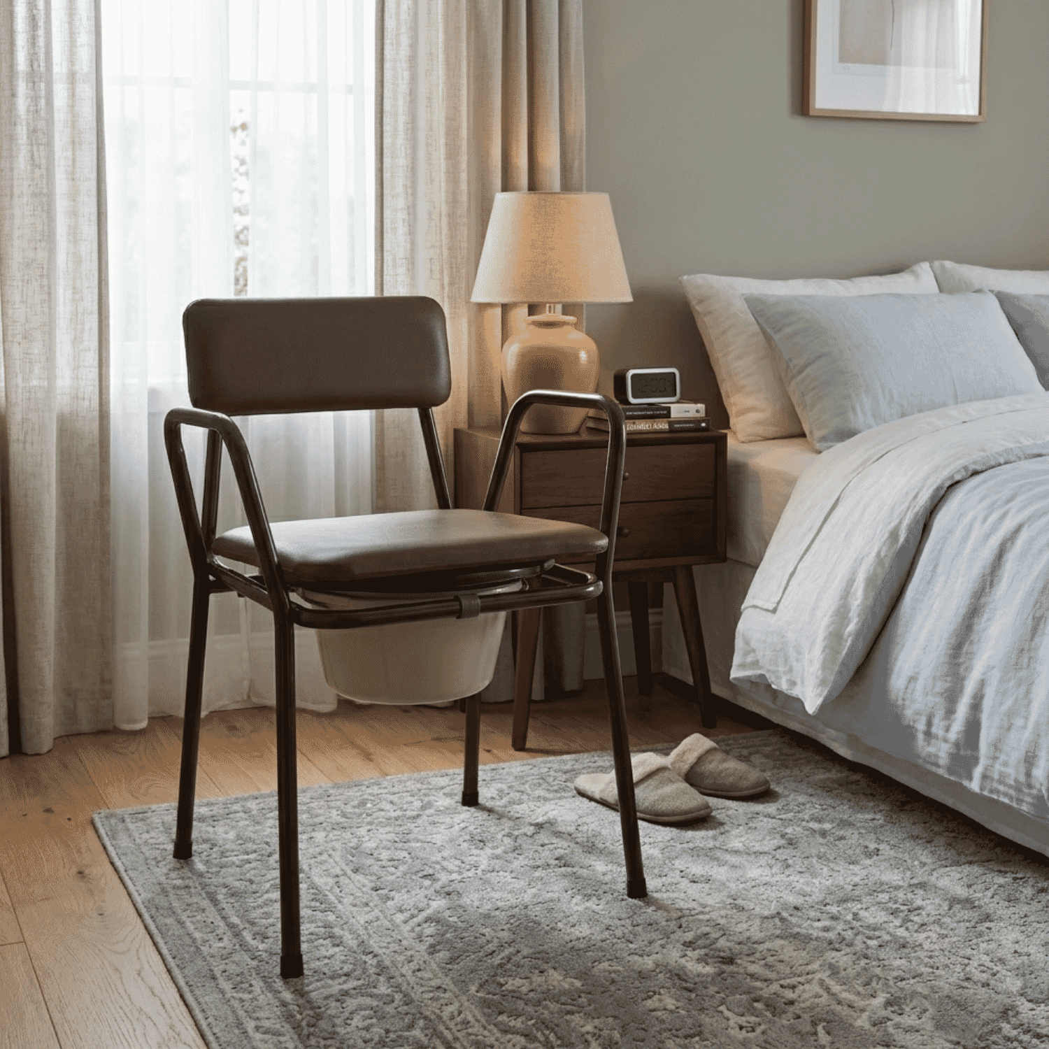 stacking commode fixed height in situ
