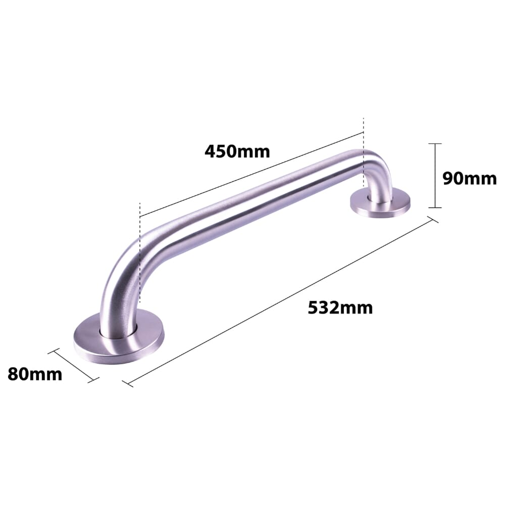 stainless steel grab bar 450mm dimensions