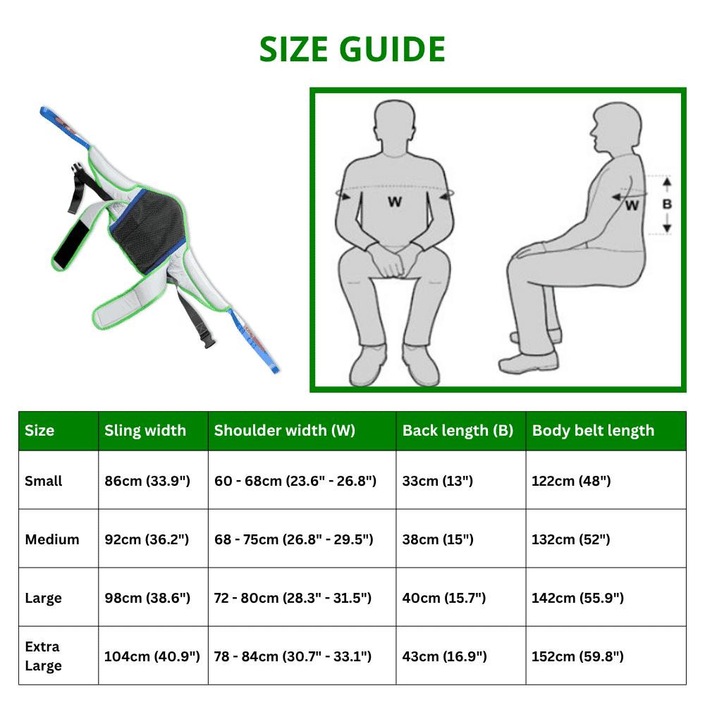 stand aid sling size guide