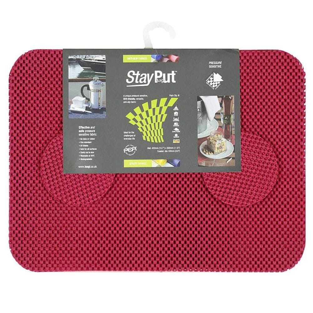 View StayPut NonSlip Fabric Tablemat and Coaster Set of Six Chilli Red information