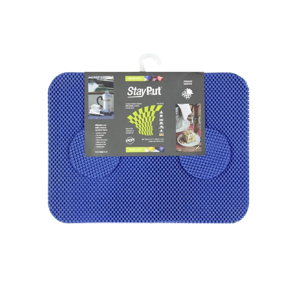 View StayPut NonSlip Fabric Tablemat and Coaster Set of Six Electric Blue information