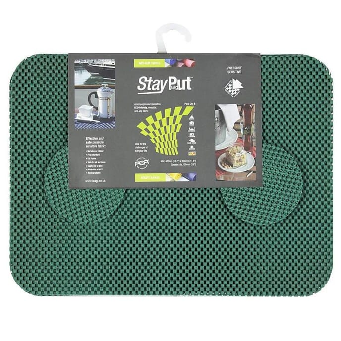 stayput non slip fabric tablemat and coaster set of six forest green