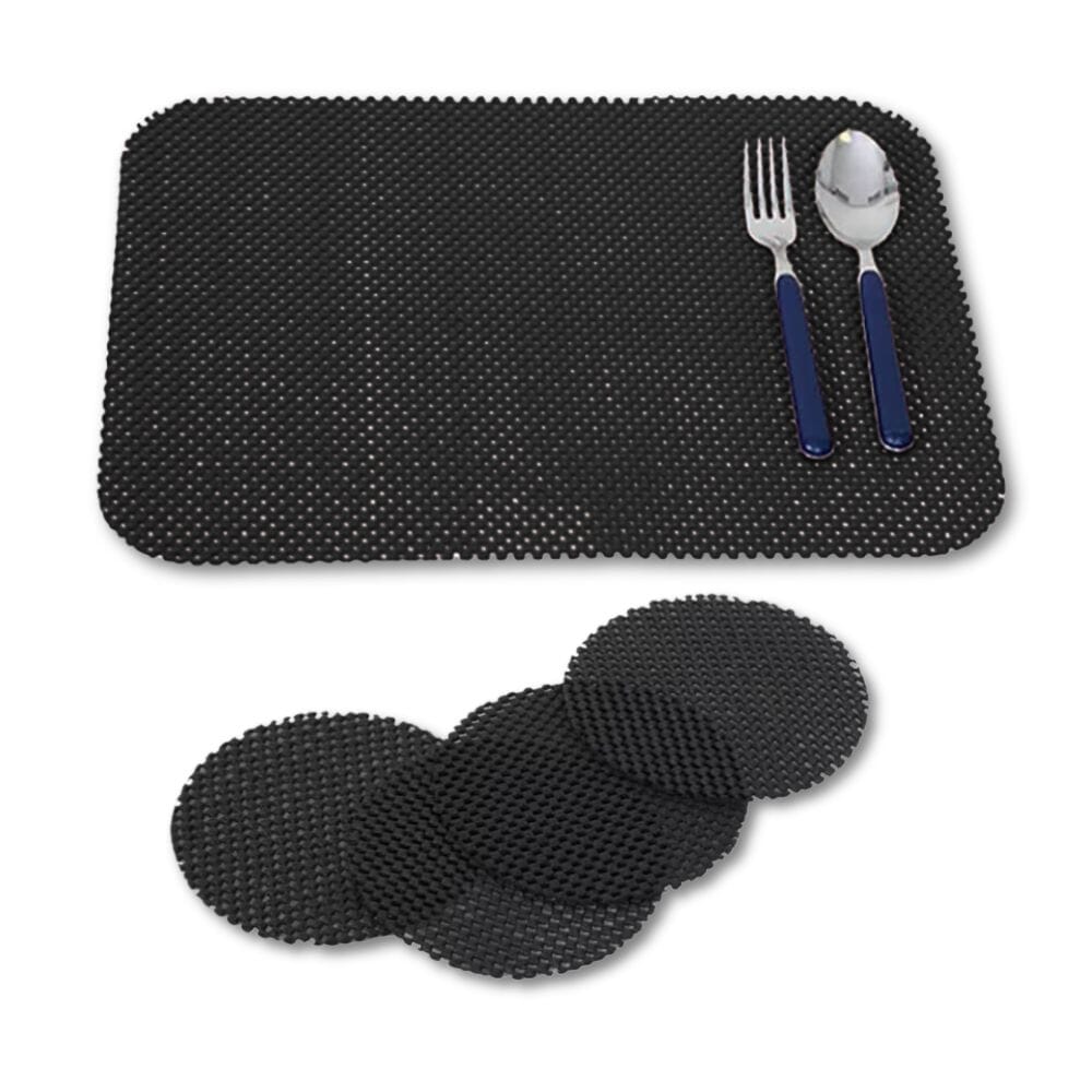 stayput non slip tablemat and coaster set of four black