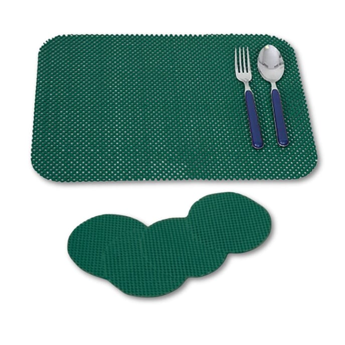 stayput non slip tablemat and coaster set of four forest green