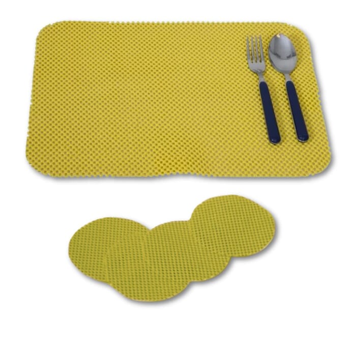 stayput non slip tablemat and coaster set of four mimosa yellow