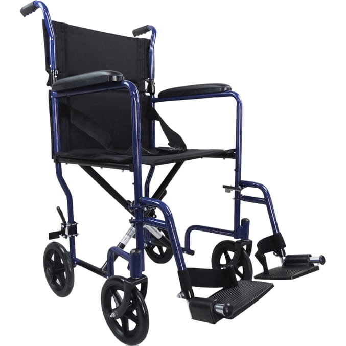 steel travel wheelchair blue