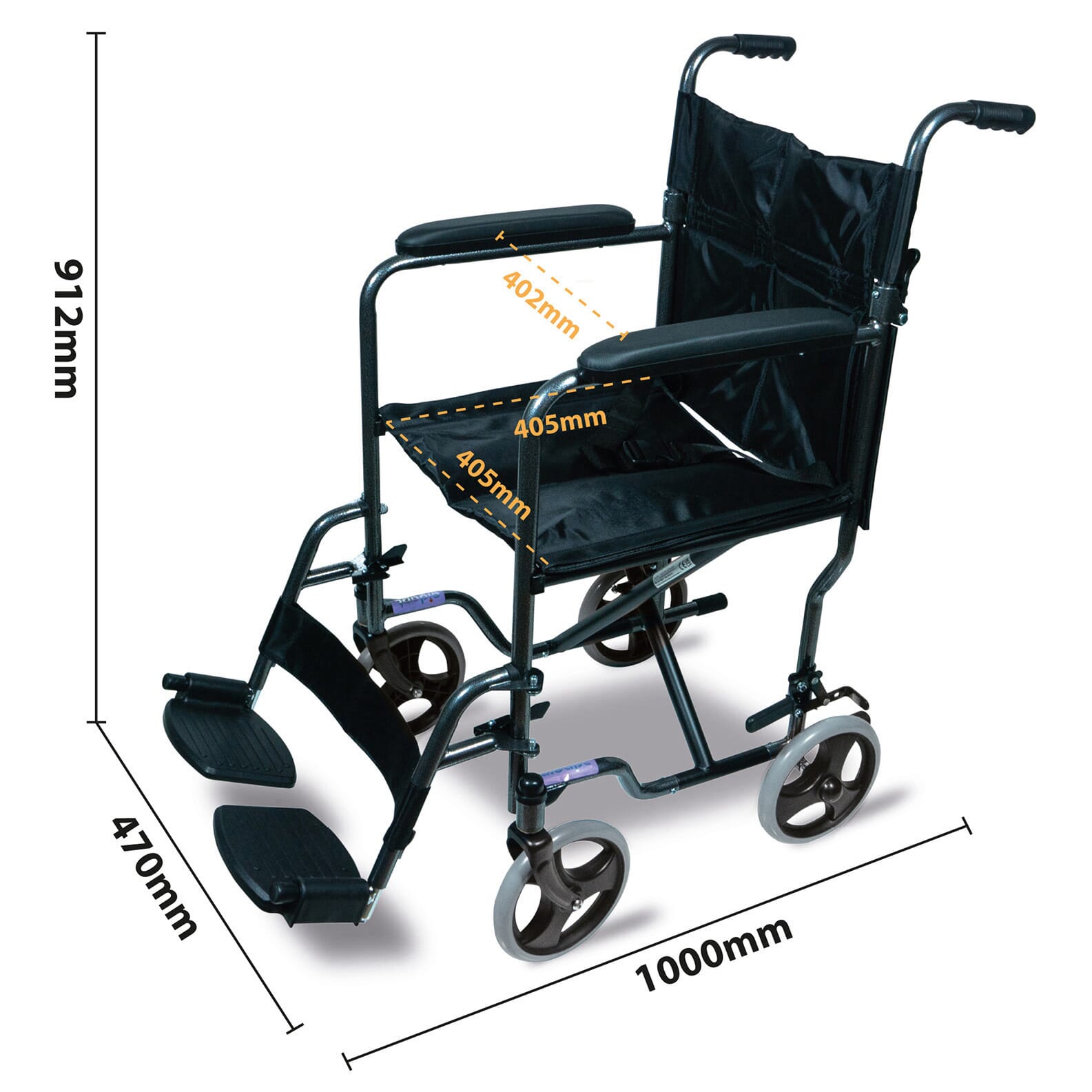 steel travel wheelchair dimensions