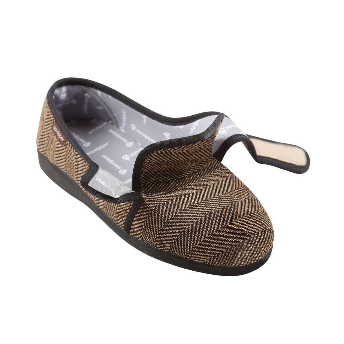 steve mens extra wide slippers brown open