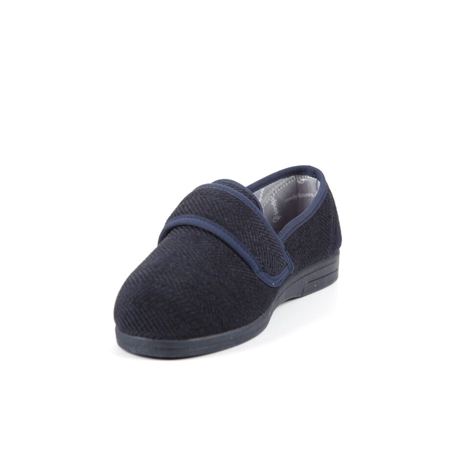 steve mens extra wide slippers navy angle