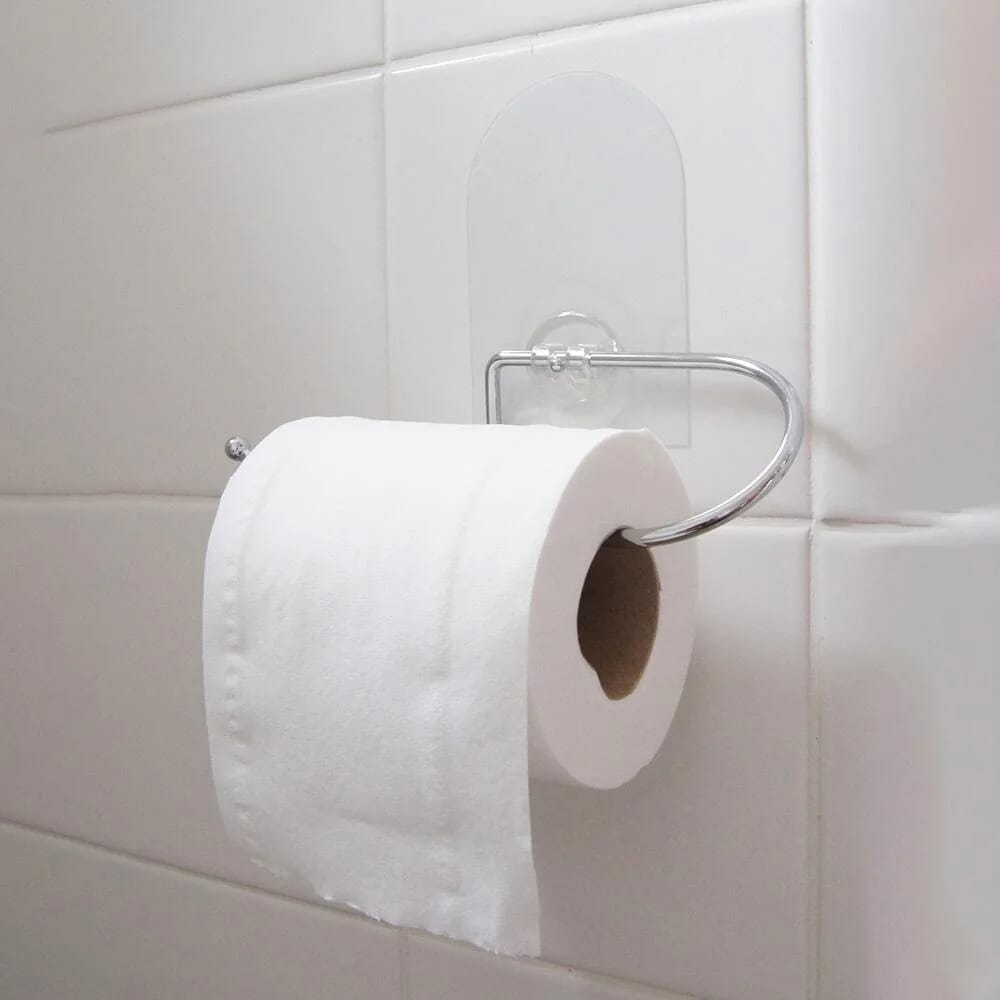 stick n stay bathroom hook set toilet roll holder in use