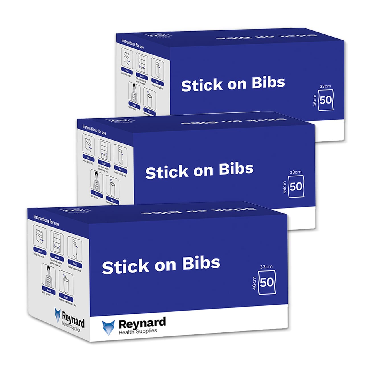 View Stick On Disposable Bibs 3 Boxes of 50 information
