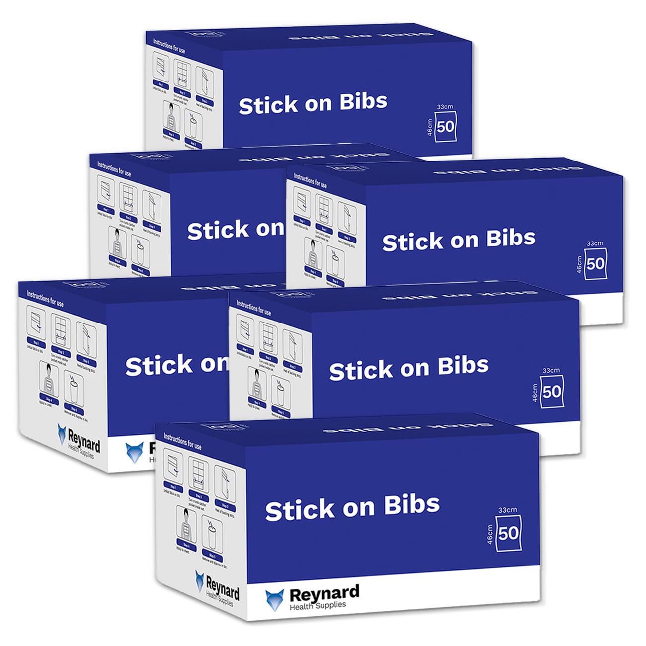 View Stick On Disposable Bibs 6 Boxes of 50 information