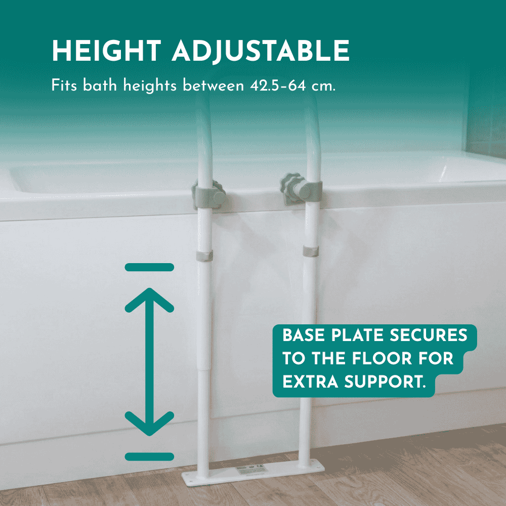 swedish bath rail white epoxy coated steel adjustable