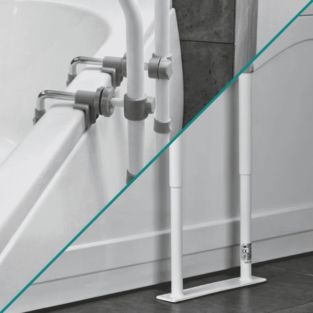 swedish bath rail white epoxy coated steel floor mount