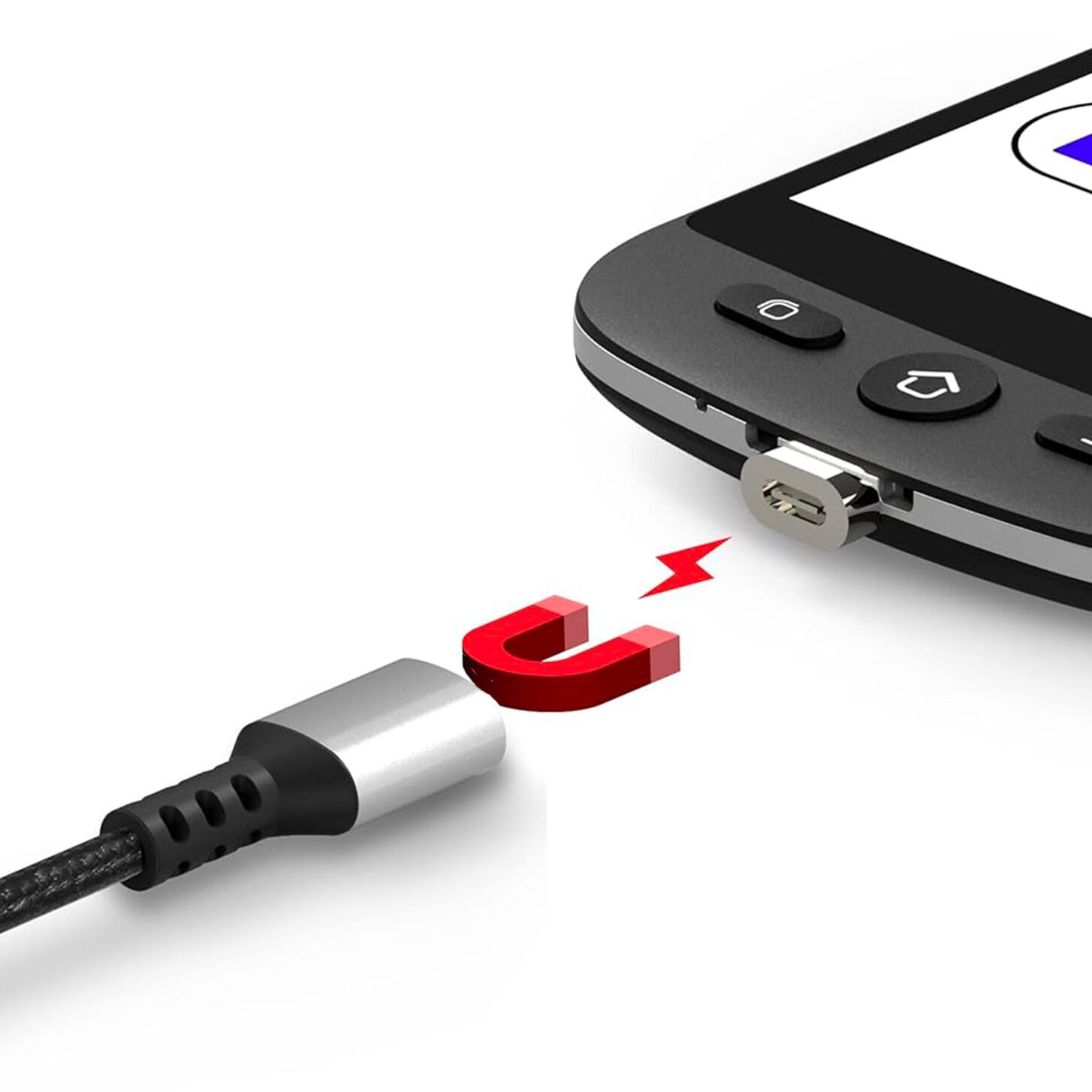 swissvoice smartphone connecting to magnetic charging cable