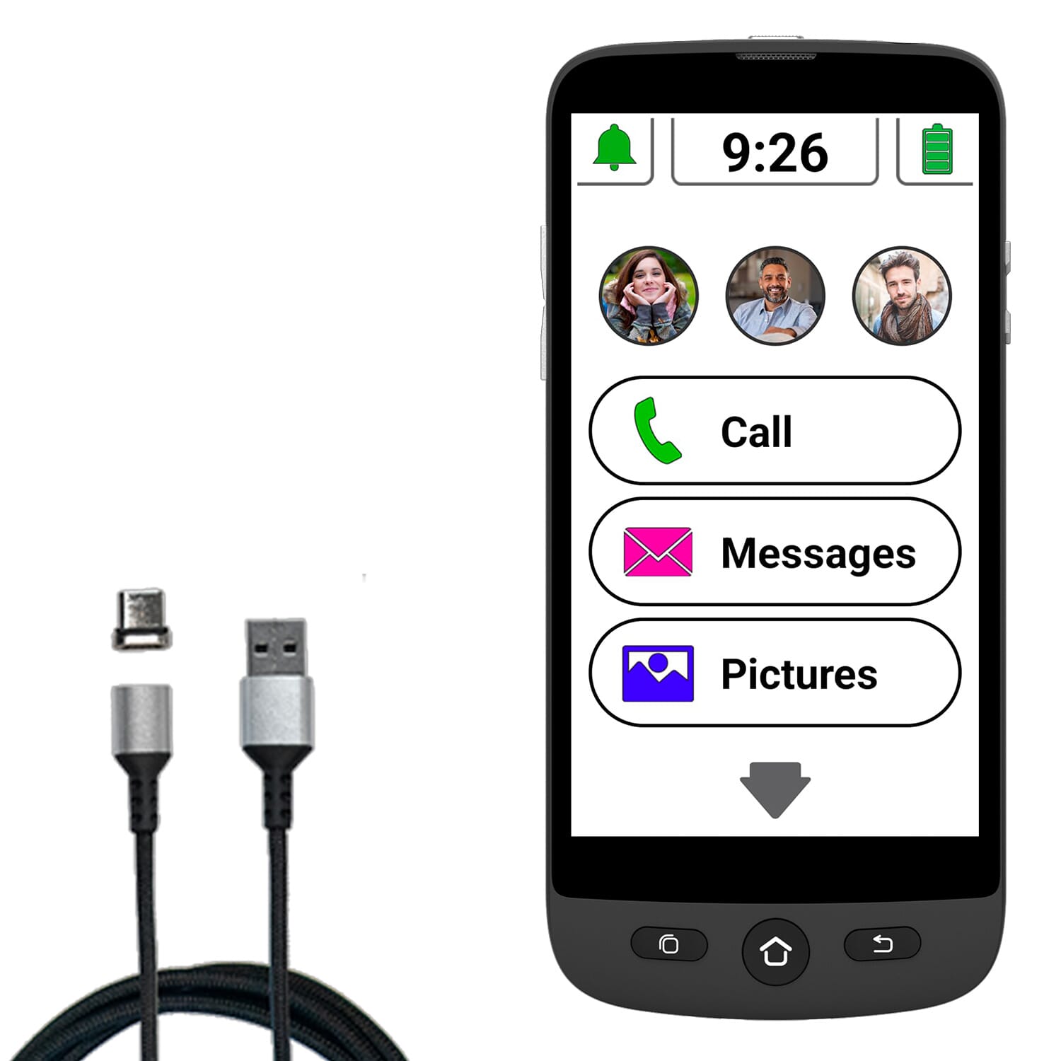 Swissvoice Smartphone with Magnetic Charging Cable