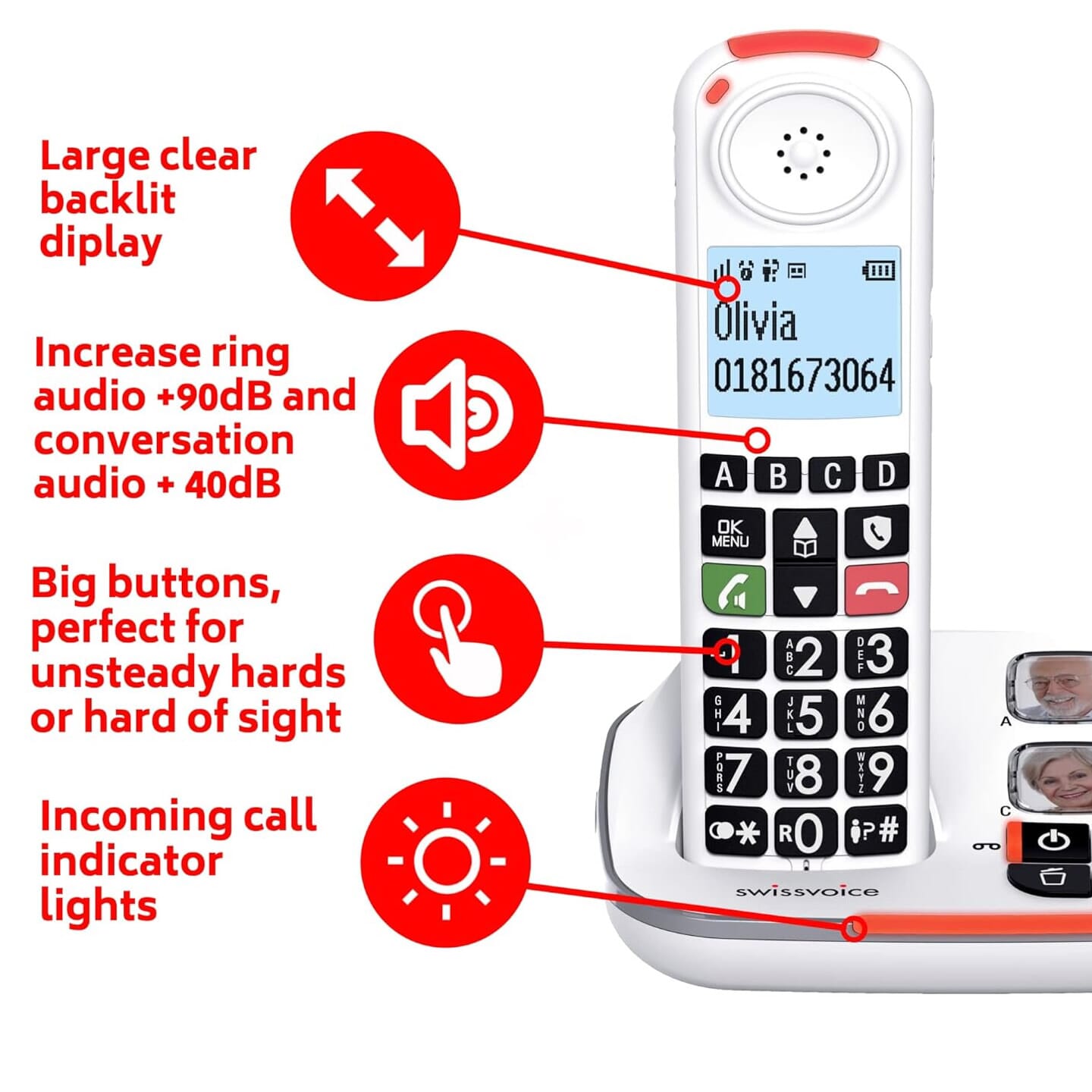 swissvoice xtra 2355 cordless phone key features