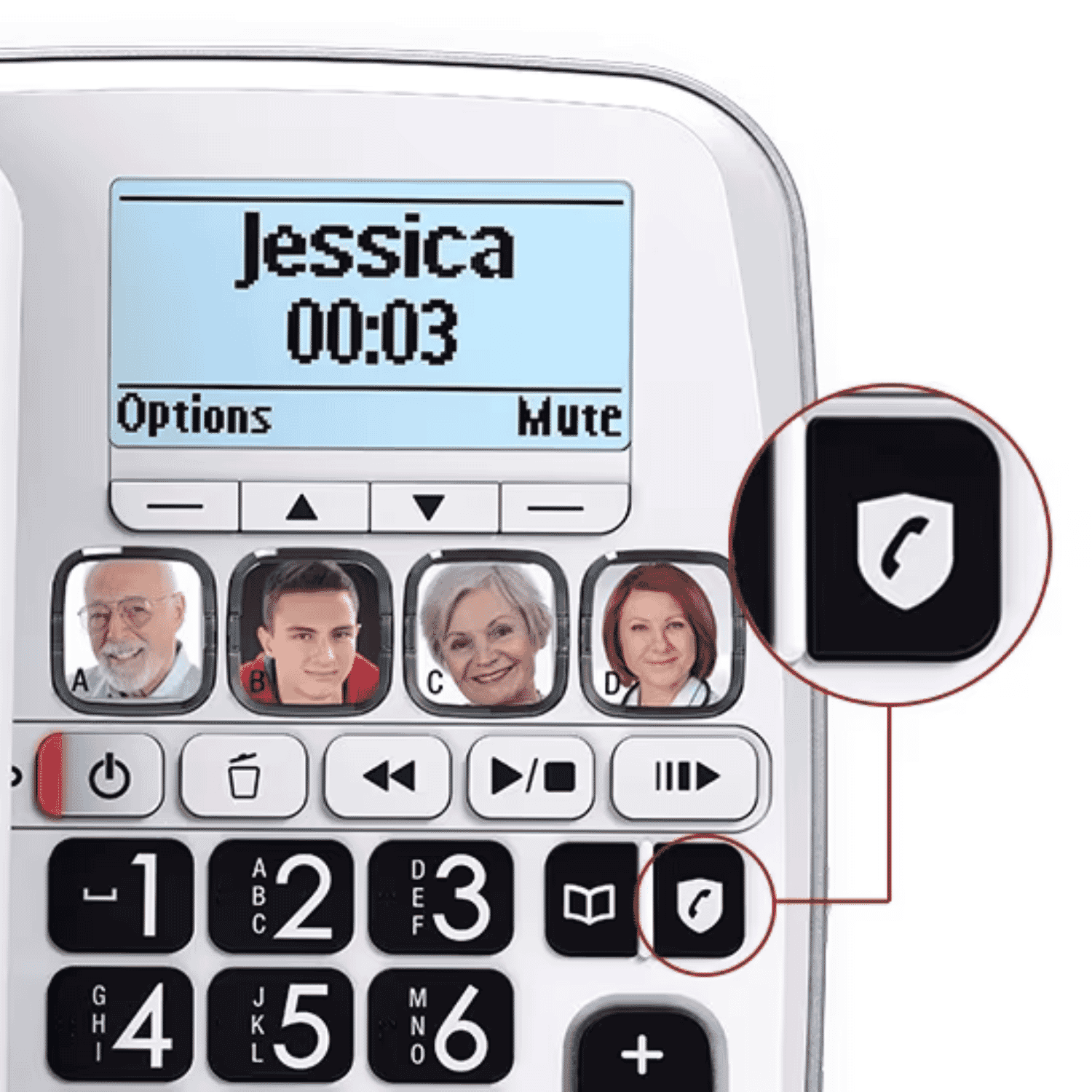 swissvoice xtra 3355 combo large button phones block