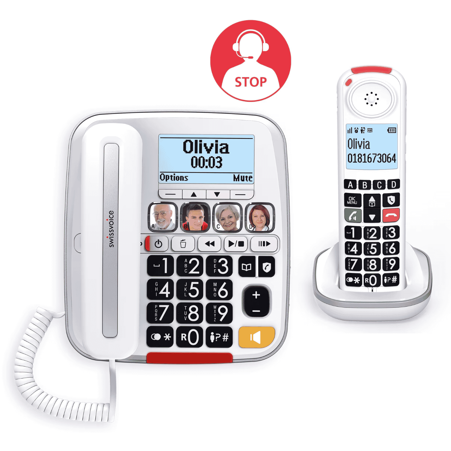 swissvoice xtra 3355 combo large button phones call block