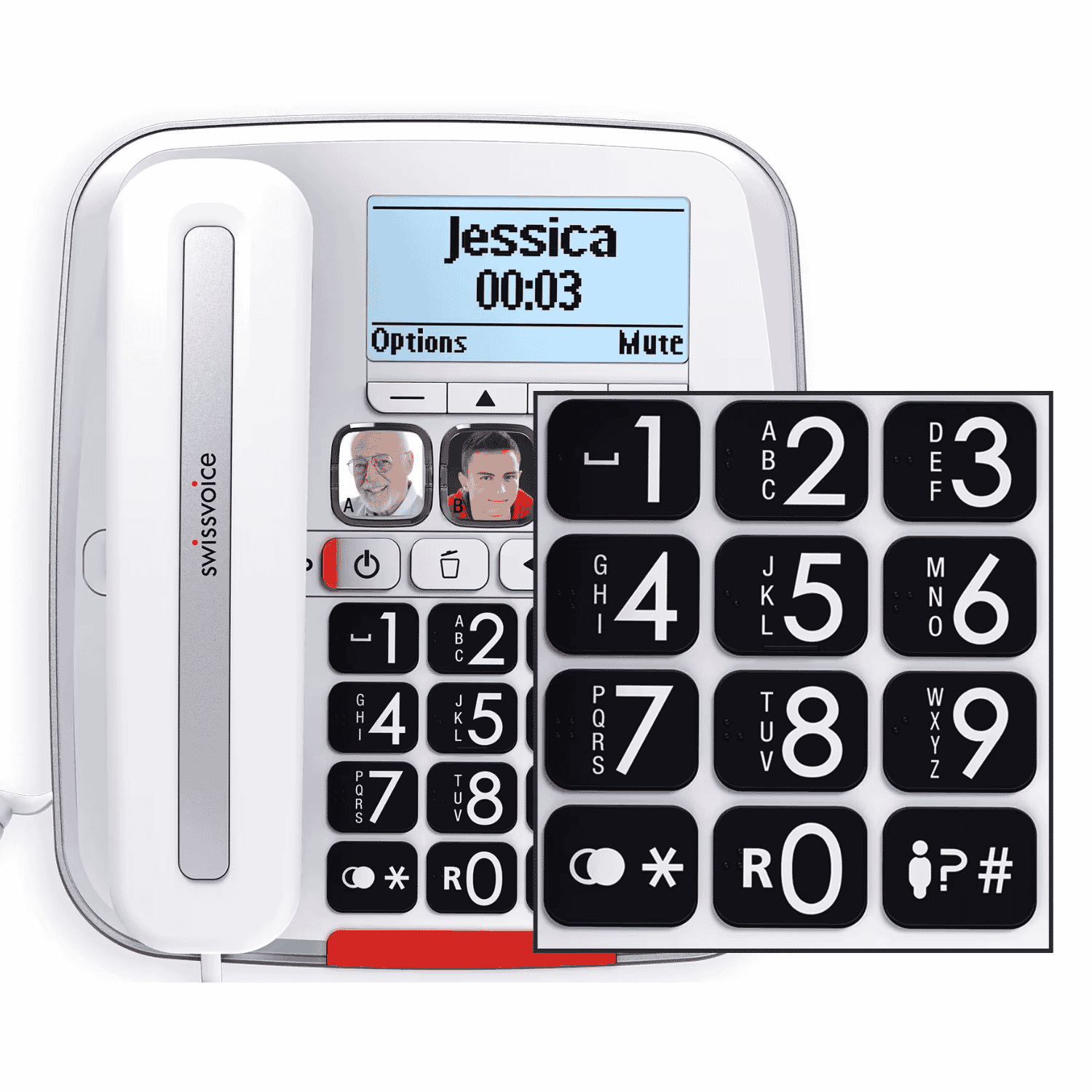 swissvoice xtra 3355 combo large button phones keypad