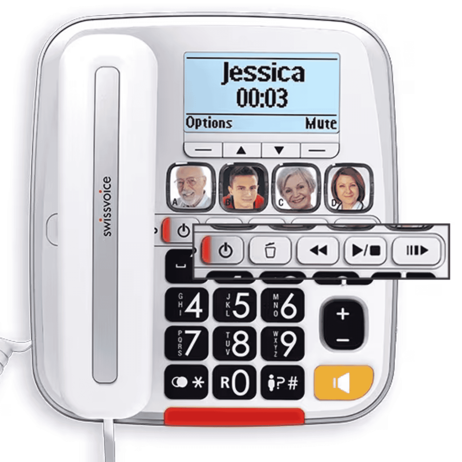 swissvoice xtra 3355 combo large button phones voicemail