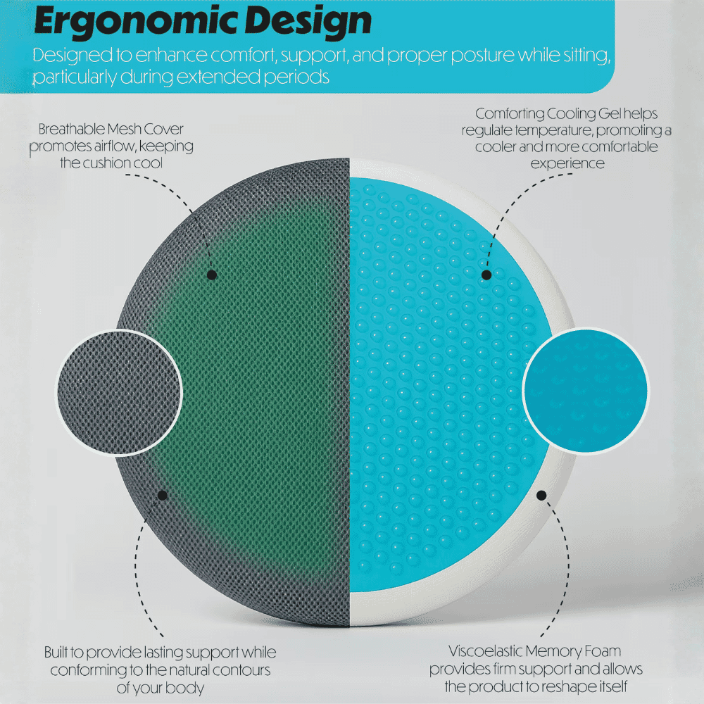 swivel seat cushion with cooling gel layer design