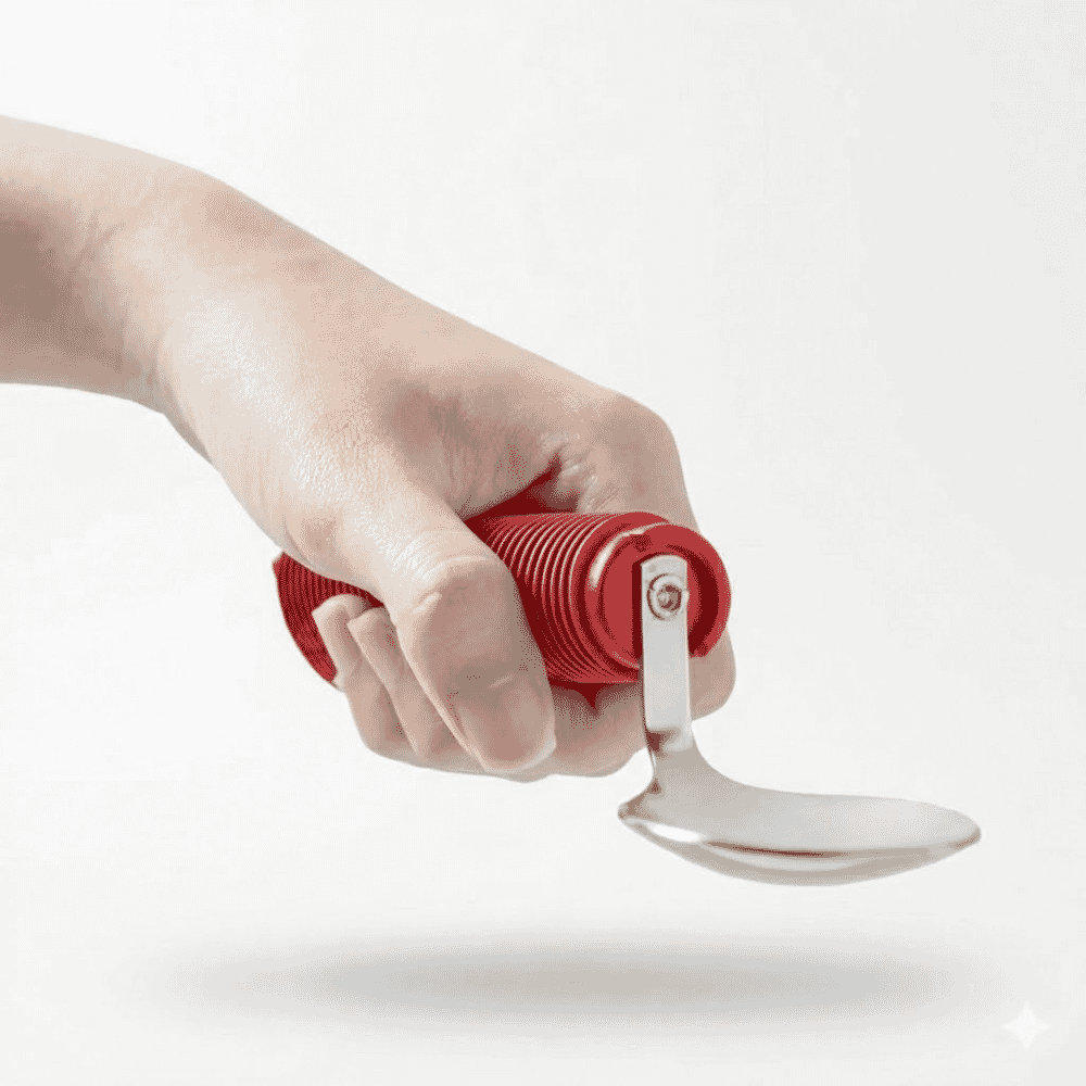 swivel spoon red in hand