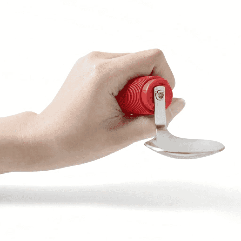 swivel spoon red in use