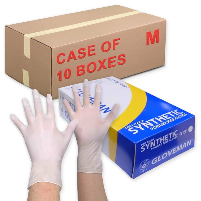 synthetic gloves medium case of 10 boxes