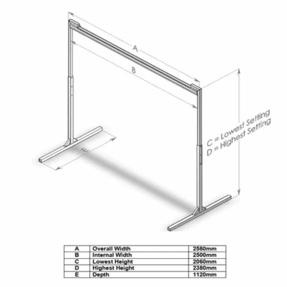 t frame gantry with wispa 440 portable hoist dimensions