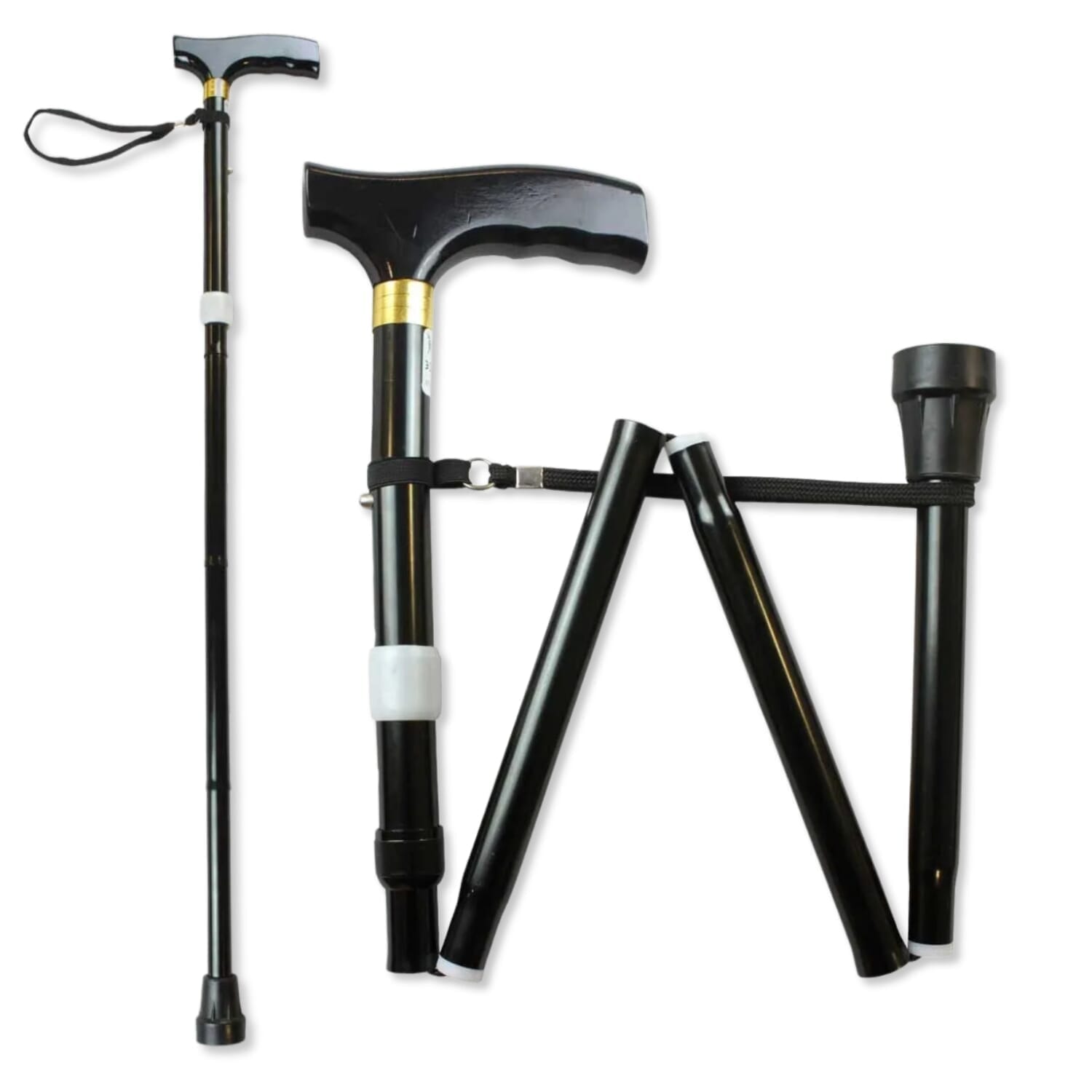 View THandle Folding Walking Stick Black information
