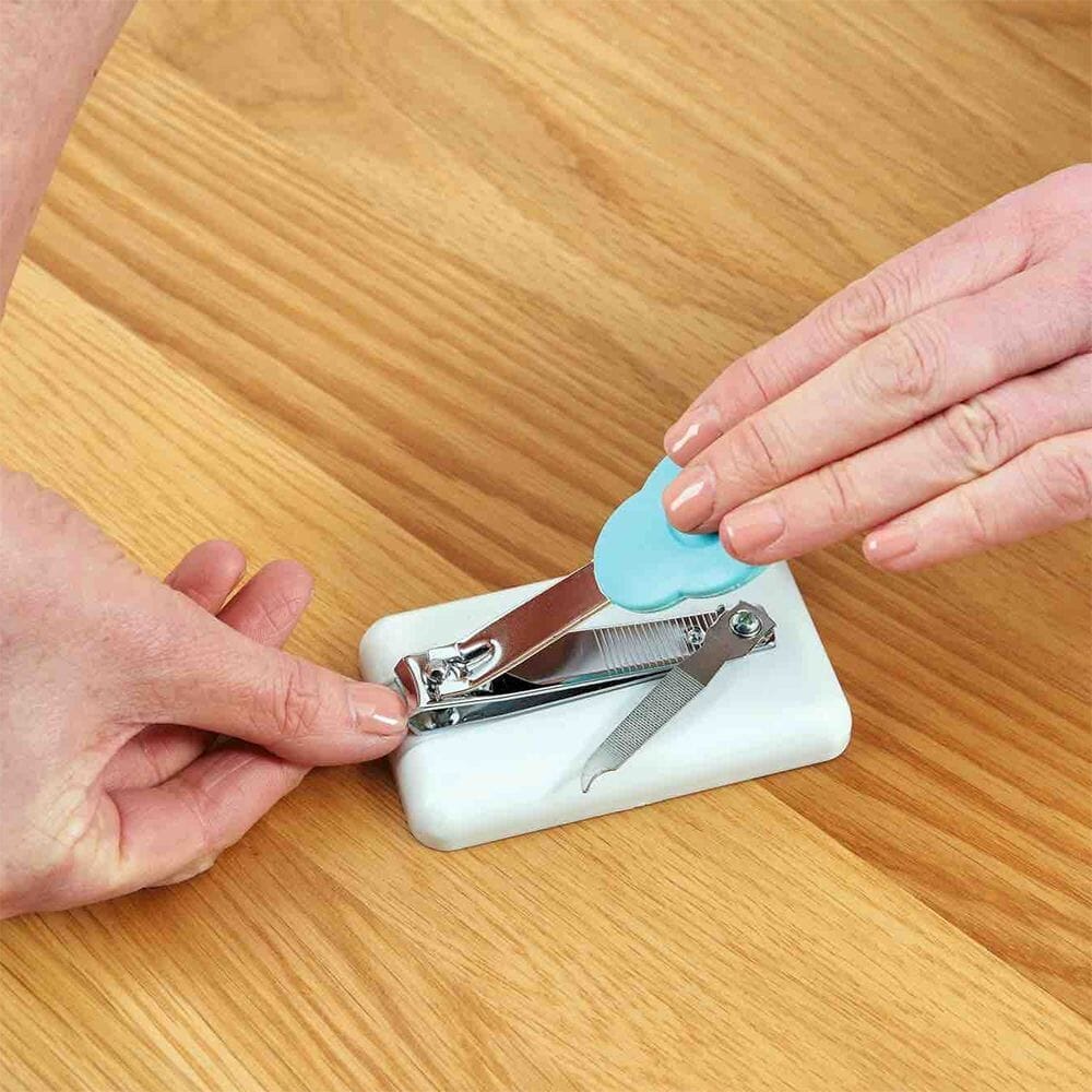 table top fingernail clipper in use